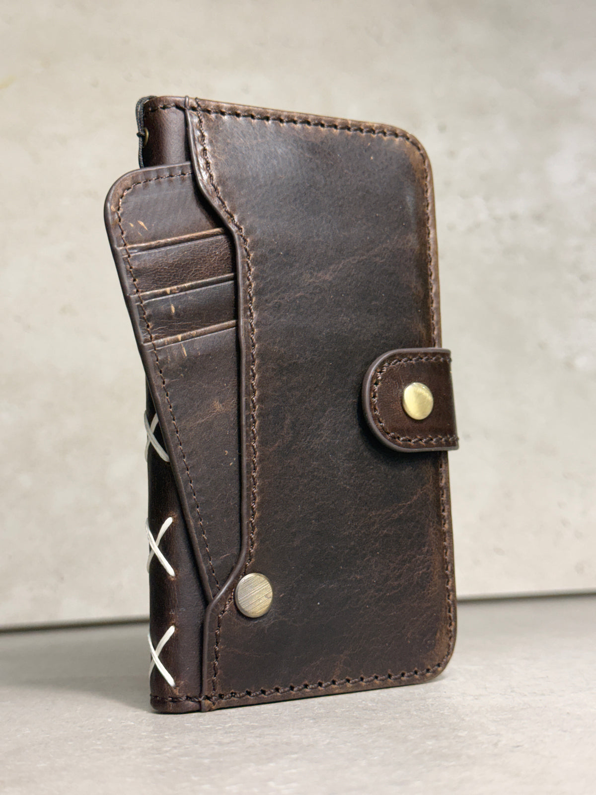 Luxury Handmade Leather Wallet Case for iPhone