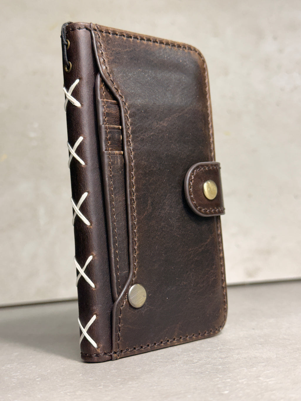 Luxury Handmade Leather Wallet Case for iPhone