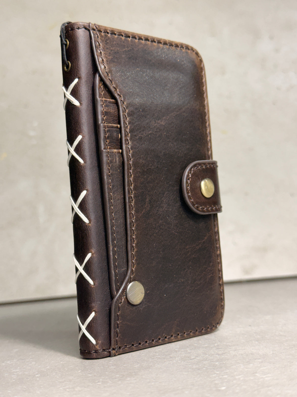 Luxury Handmade Leather Wallet Case for iPhone