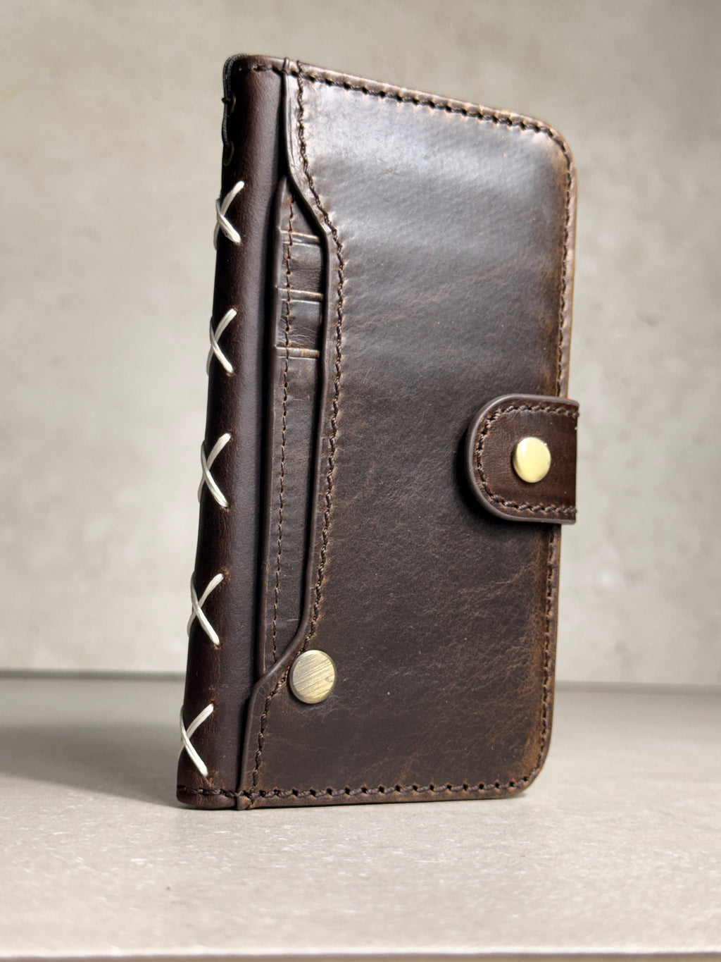 Luxury Handmade Leather Wallet Case for iPhone