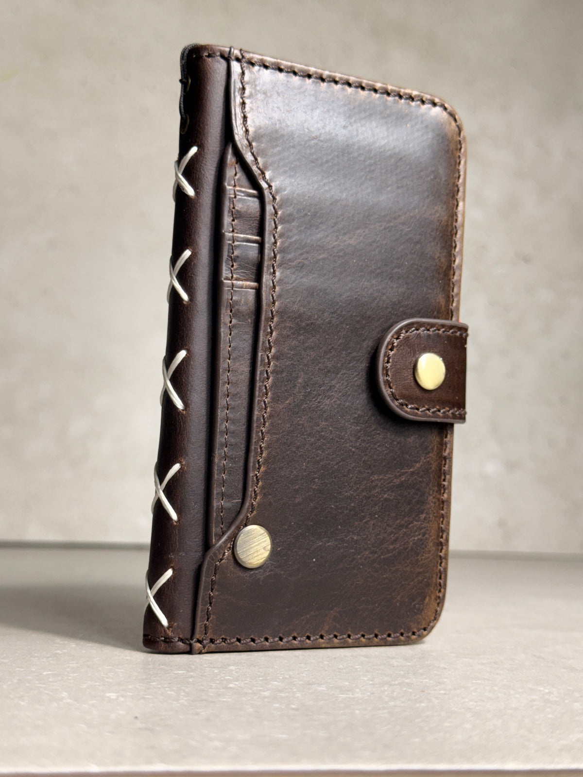 Luxury Handmade Leather Wallet Case for iPhone