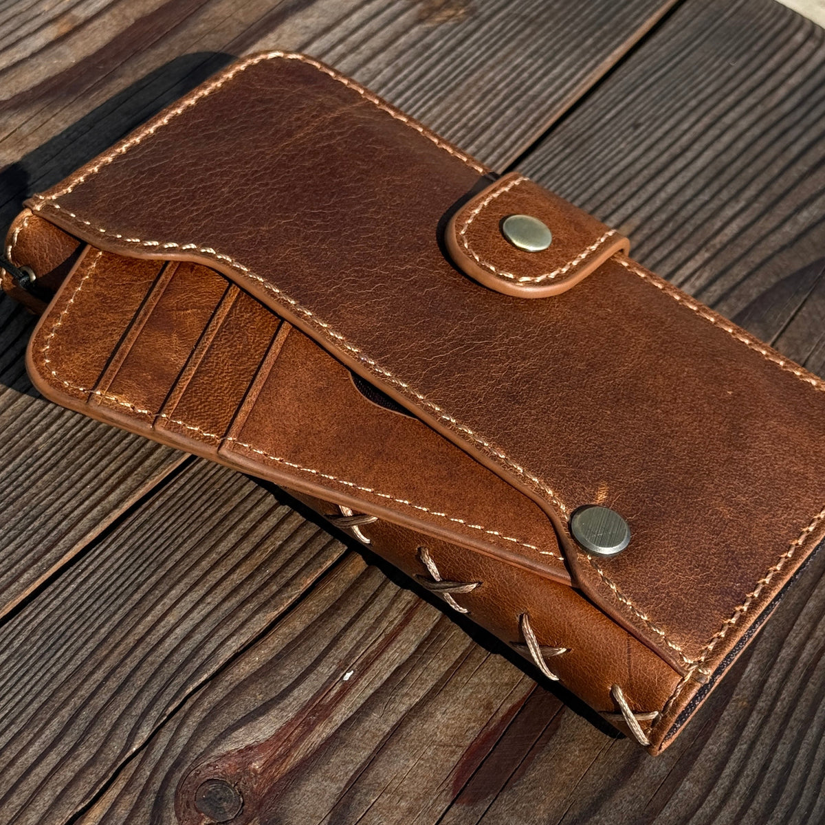 Luxury Handmade Leather Wallet Case for iPhone