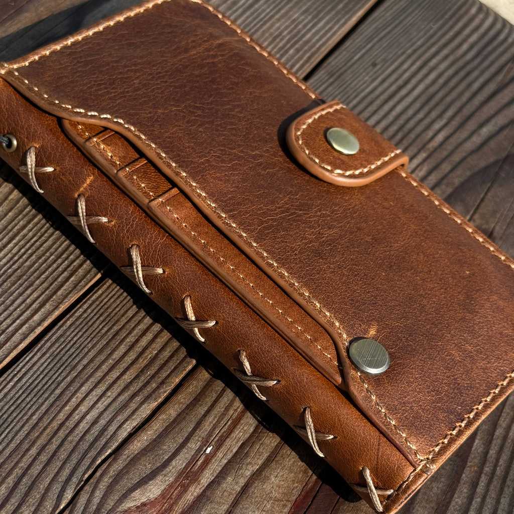 Luxury Handmade Leather Wallet Case for iPhone