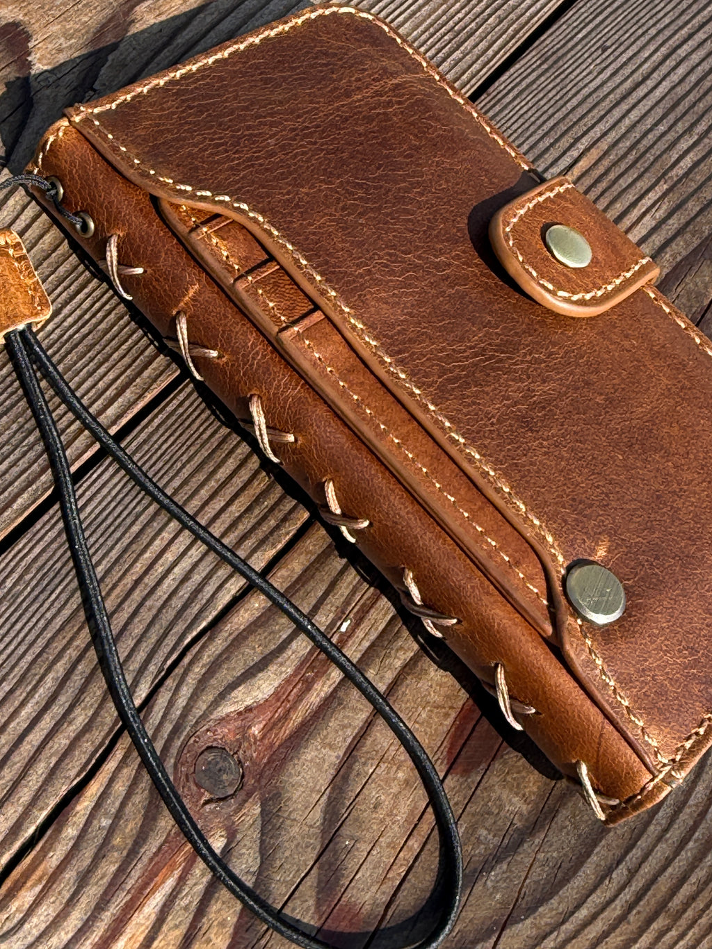 Luxury Handmade Leather Wallet Case for iPhone