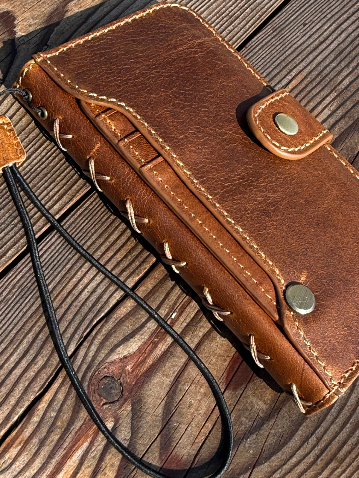 Luxury Handmade Leather Wallet Case for iPhone