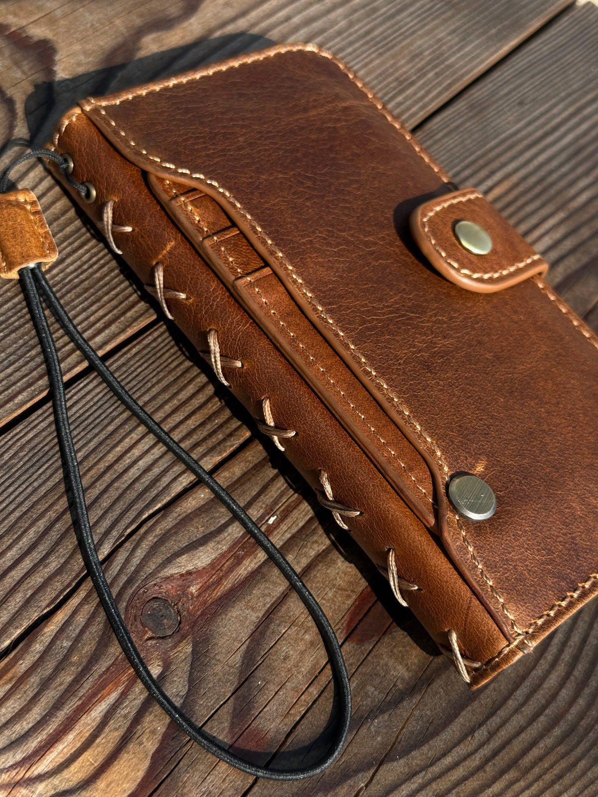 Luxury Handmade Leather Wallet Case for iPhone