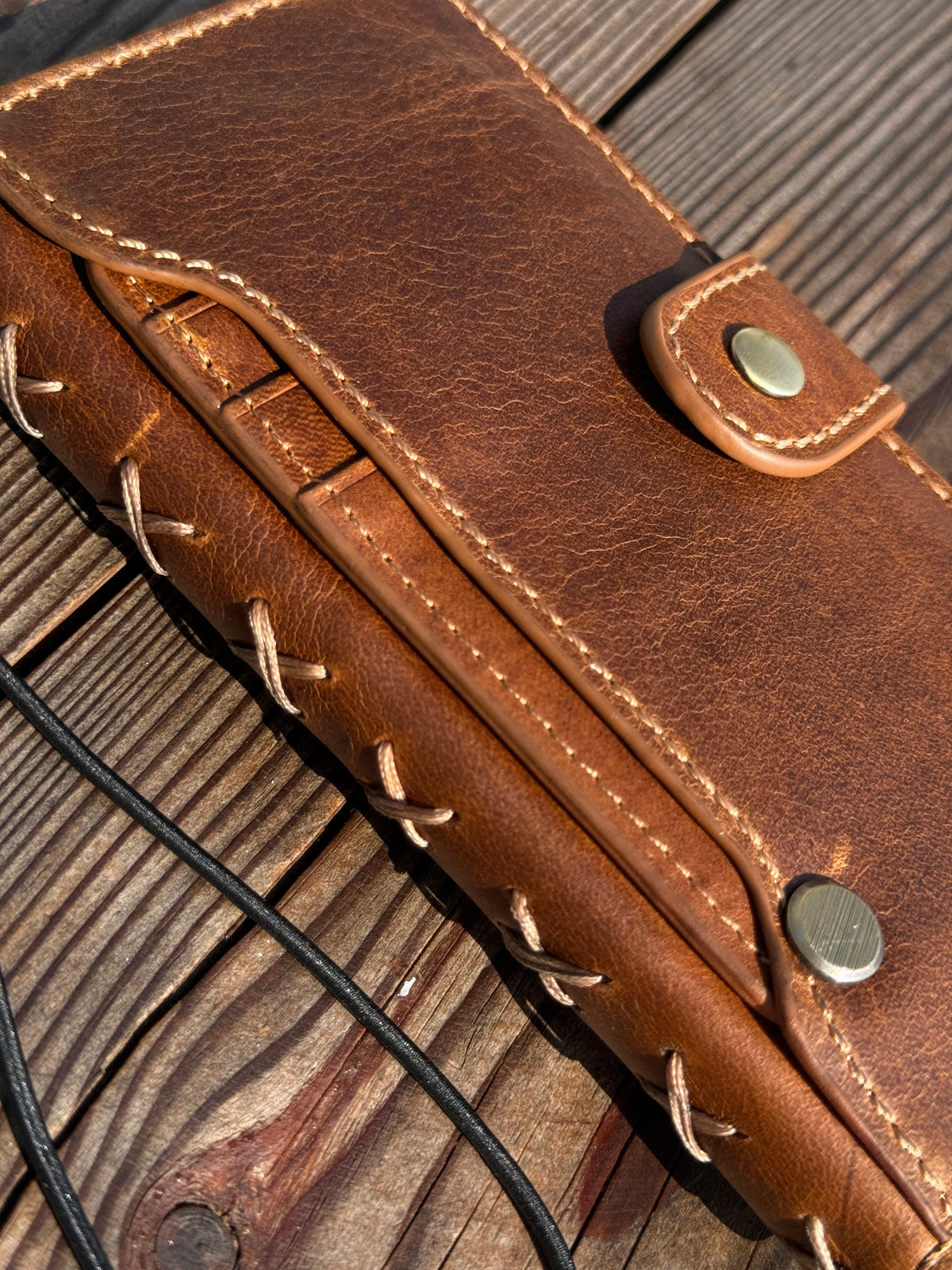 Luxury Handmade Leather Wallet Case for iPhone