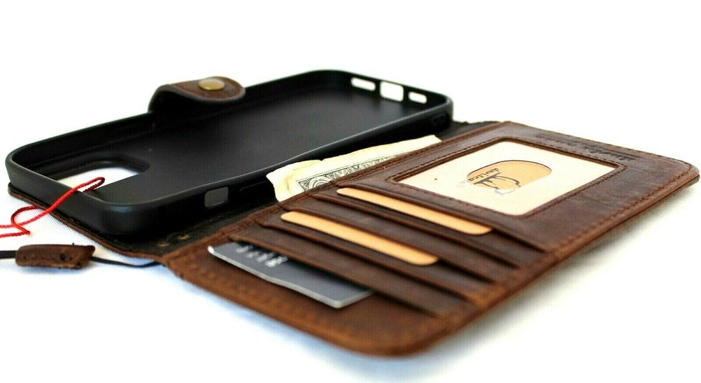 Vintage Leather Wallet Case for iPhone: Book Style, Card Slots