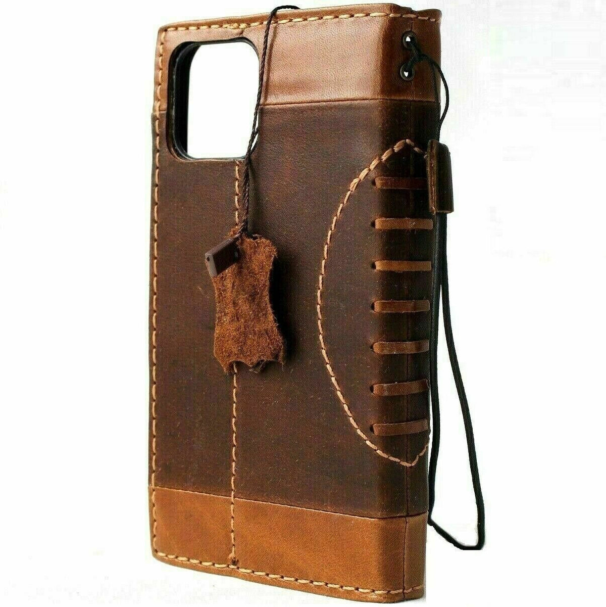 Vintage Tan Leather iPhone Wallet Case: Full Grain Leather, Card Slots