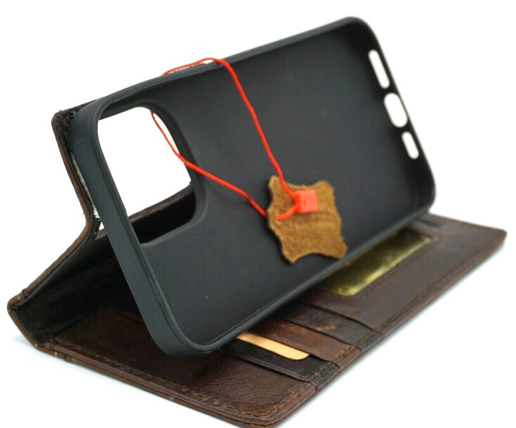 Ostrich Style Leather iPhone Wallet Case: Vintage Book Design