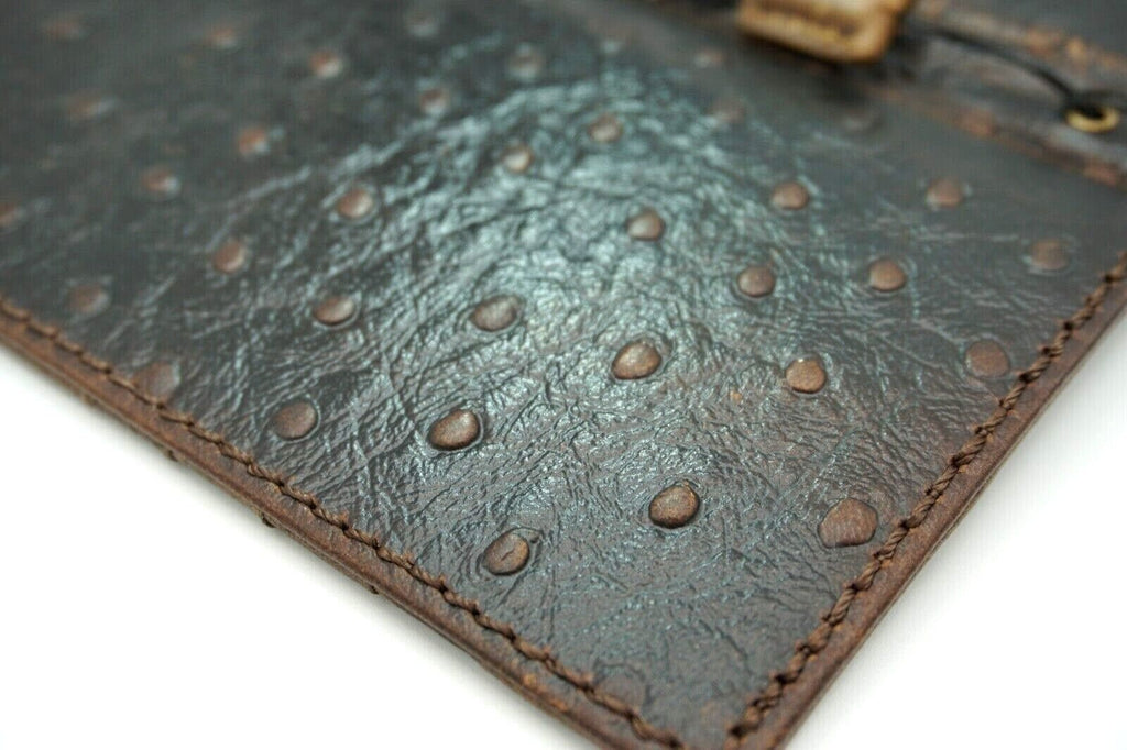 Ostrich Style Leather iPhone Wallet Case: Vintage Book Design