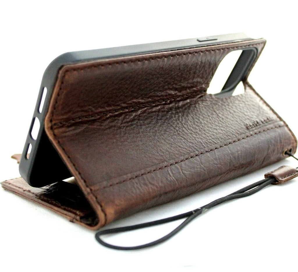 Handmade Leather iPhone Wallet Case: Vintage Eagle Embossed Cover