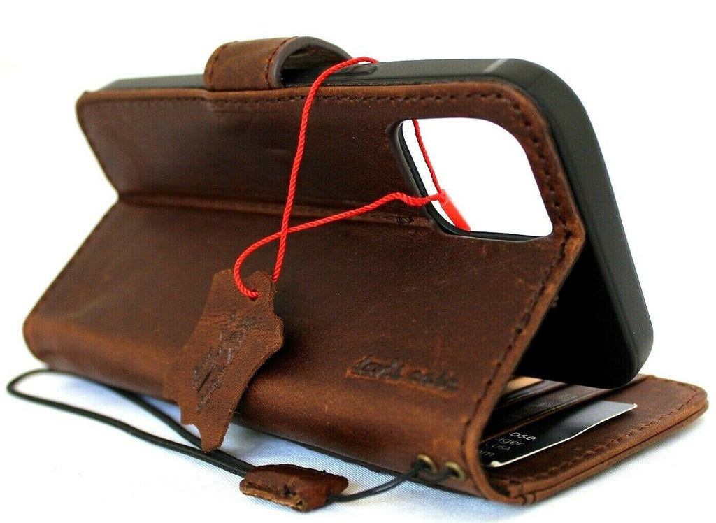 Vintage Leather Wallet Case for iPhone: Book Style, Card Slots