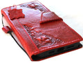 Handmade Red Leather iPhone Wallet Case: Vintage Stamped Book Cover