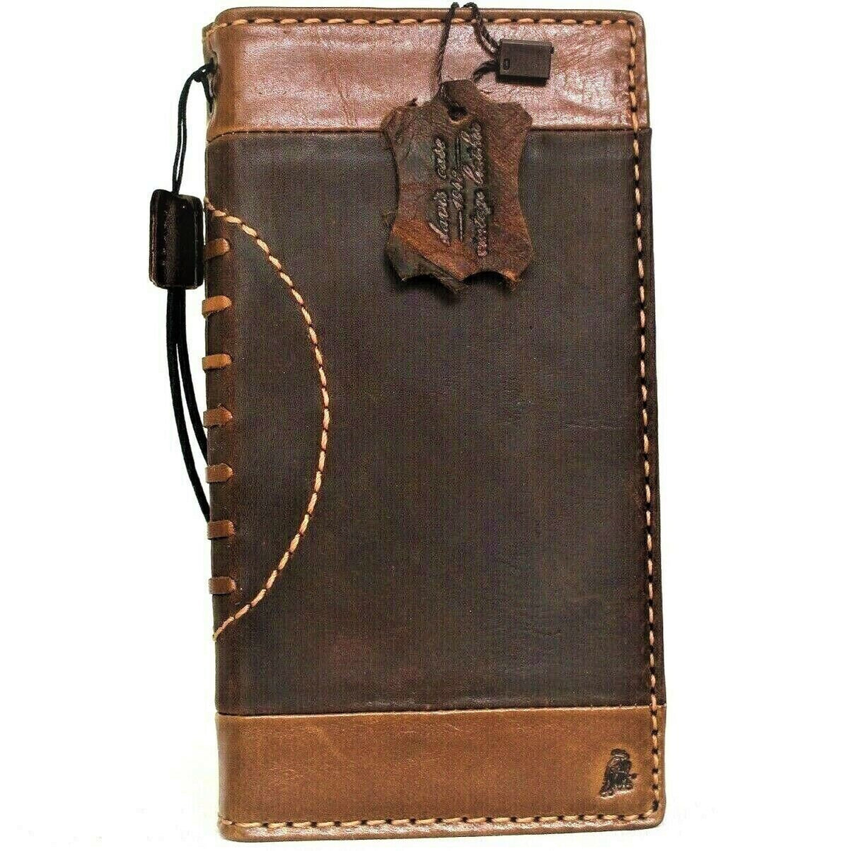 Vintage Tan Leather iPhone Wallet Case: Full Grain Leather, Card Slots