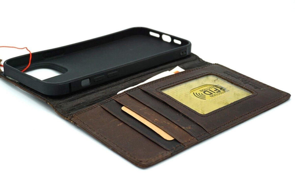 Ostrich Style Leather iPhone Wallet Case: Vintage Book Design