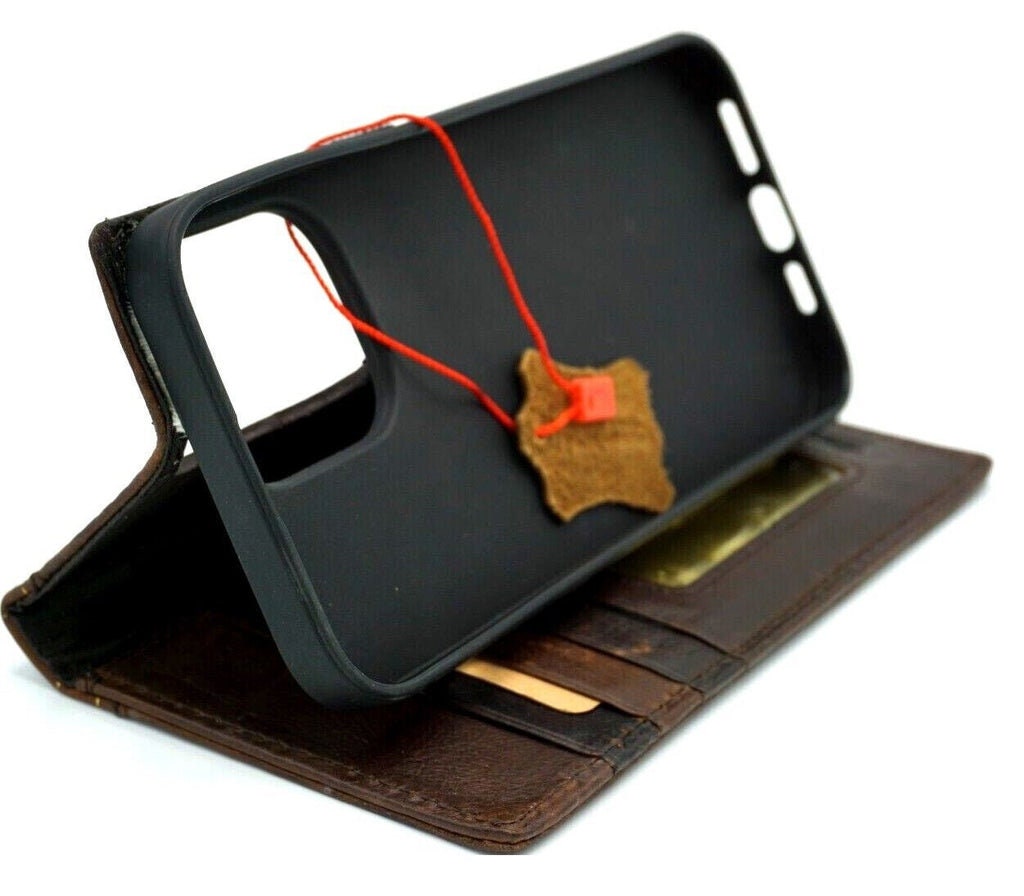 Handmade Leather Book Wallet Case for Galaxy S20 S21 S22 S23 S24 Ultra