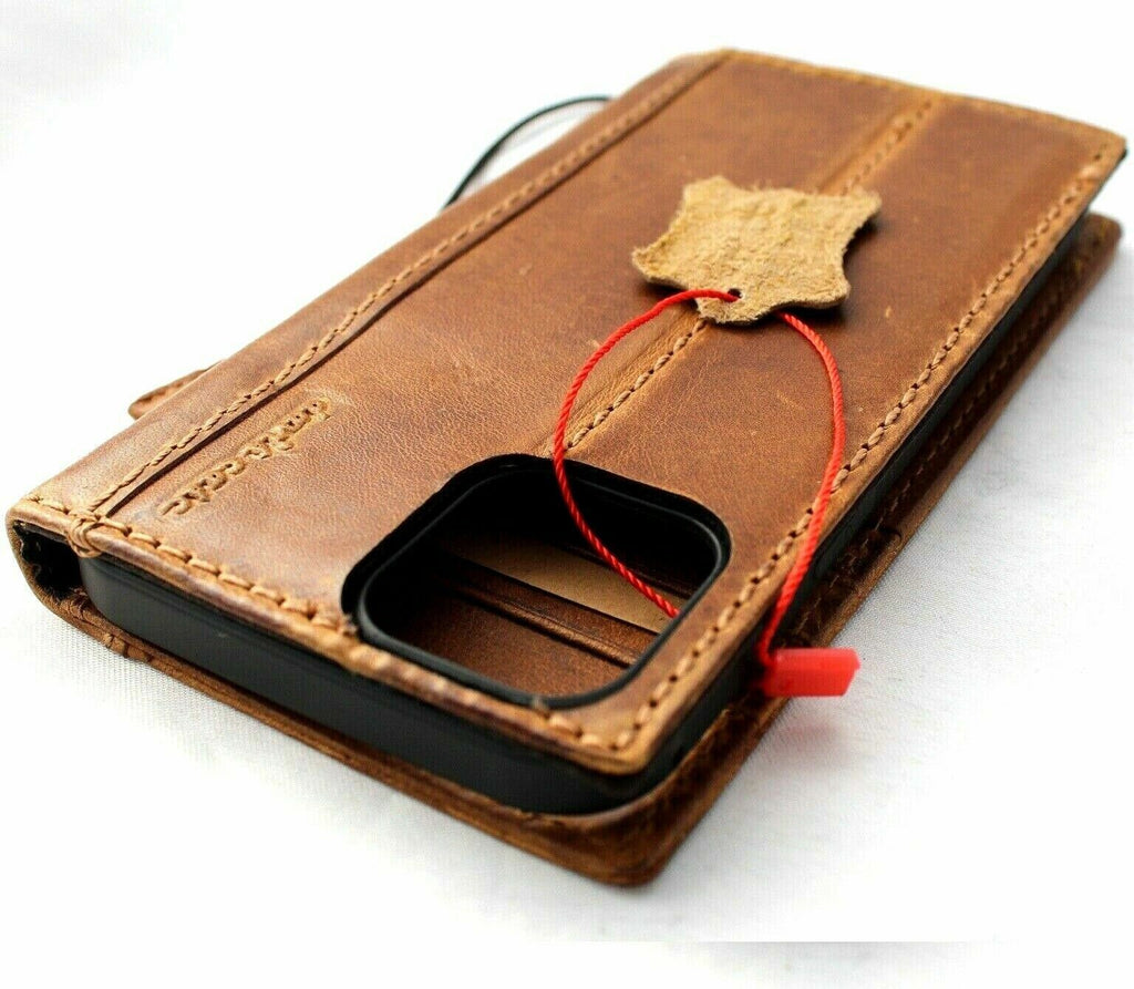 Handmade Leather iPhone Wallet Case: Vintage Embossed Art Design