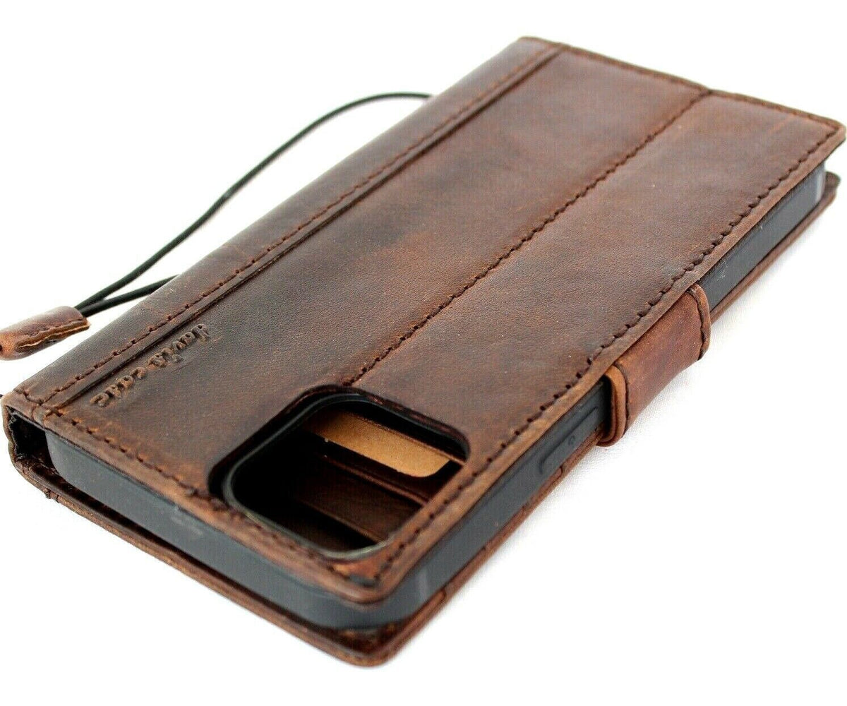 Handmade Vintage Leather iPhone Wallet Case: Magnetic Bracket