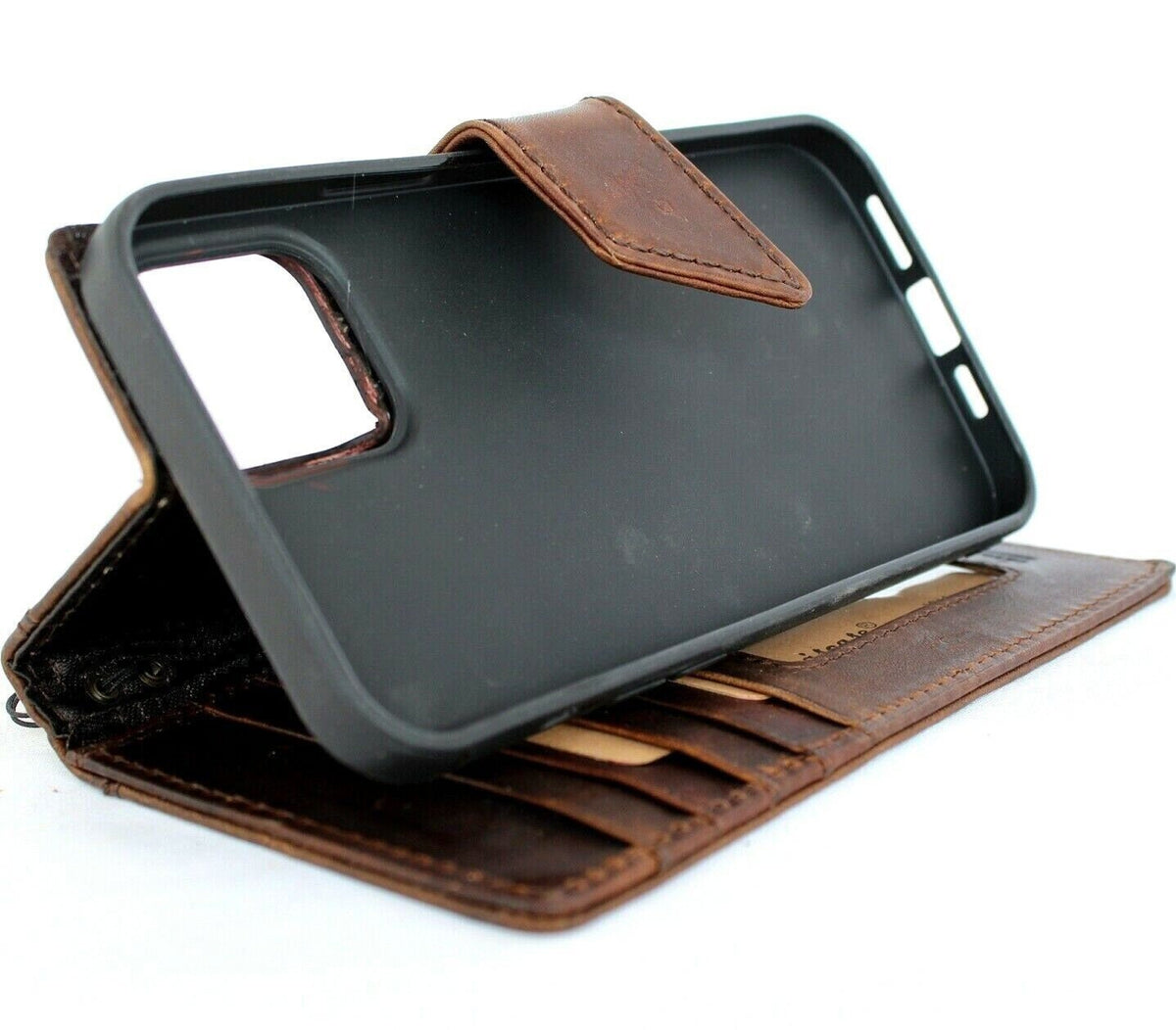 Handmade Vintage Leather Wallet Case for iPhone