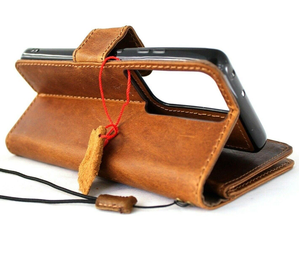 Vintage Leather Wallet Case for Galaxy S23 S24 S25 Ultra, Detachable Card Slots