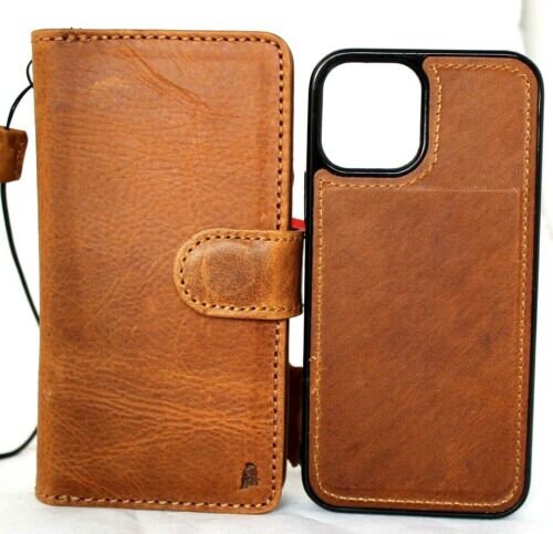 Vintage Leather iPhone Wallet Case: Stamped Emboss, Card Slots