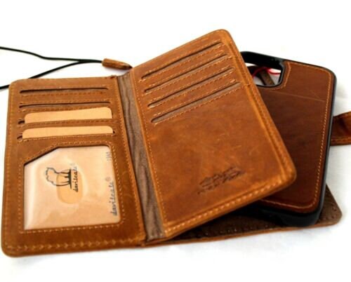 Vintage Leather iPhone Wallet Case: Stamped Emboss, Card Slots