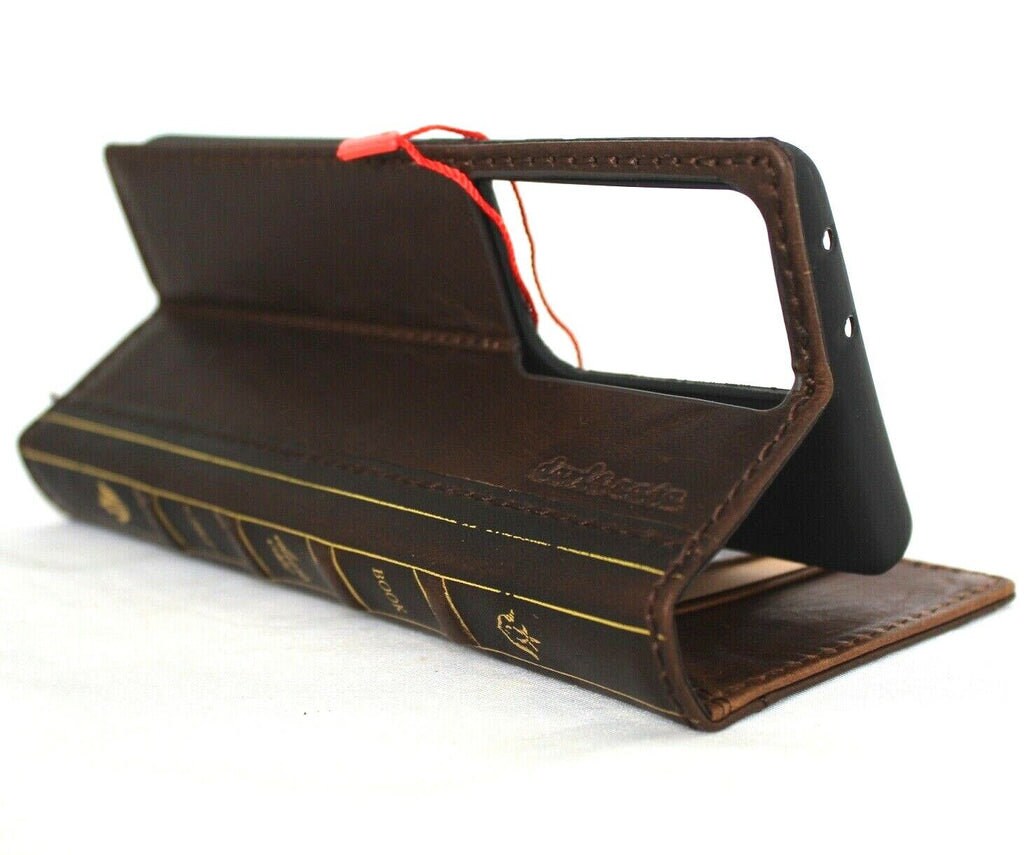 Handmade Leather Book Wallet Case for Galaxy S20 S21 S22 S23 S24 Ultra