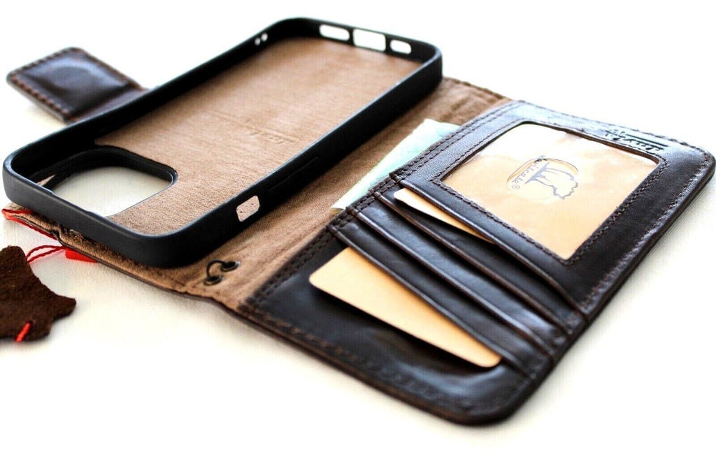 Handmade Leather iPhone Wallet Case: Vintage Book Style