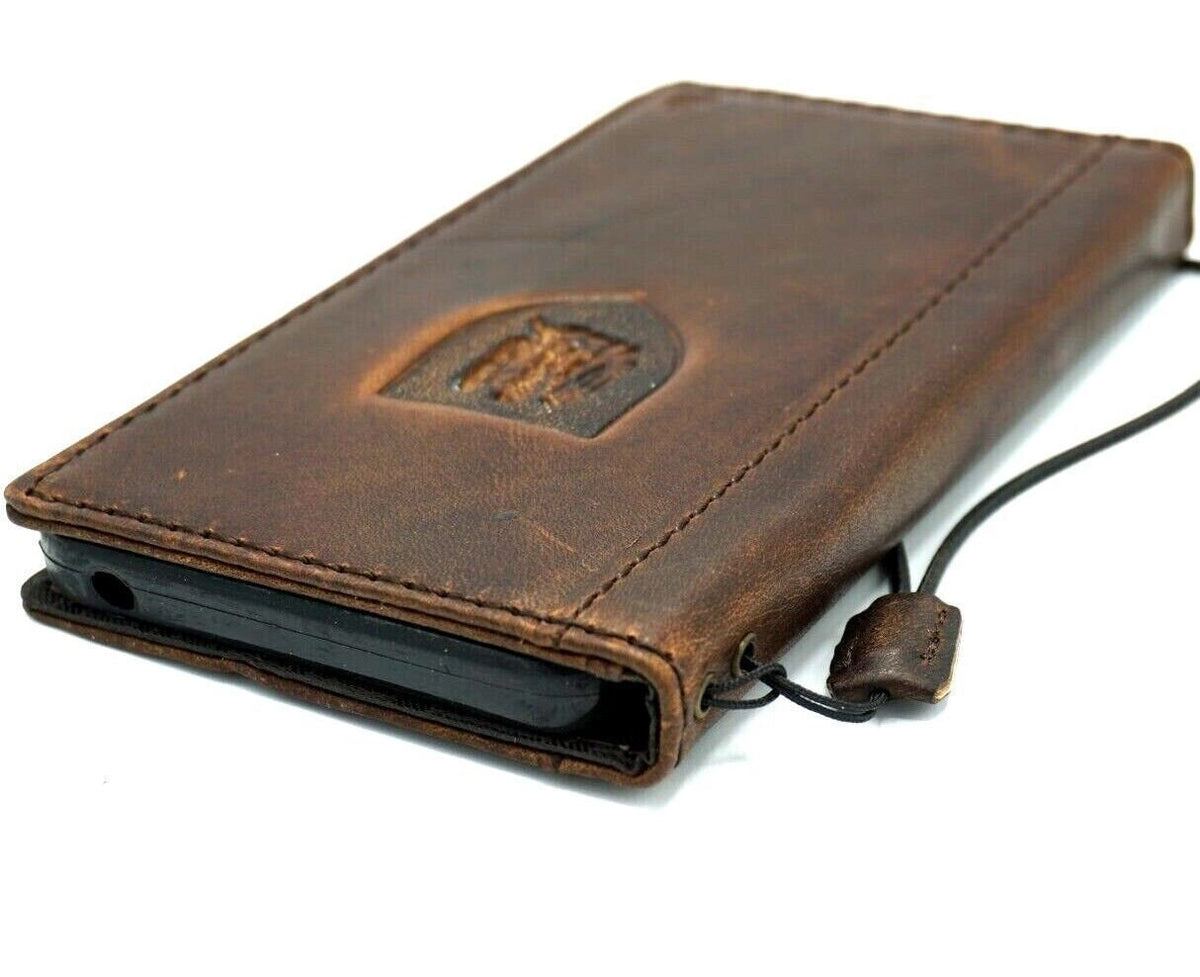 Vintage Leather iPhone Wallet Case: Embossed Tree of Life, Card Slots