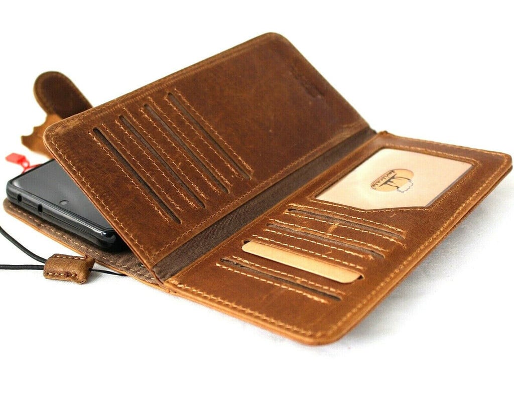 Vintage Leather Wallet Case for Galaxy S23 S24 S25 Ultra, Detachable Card Slots