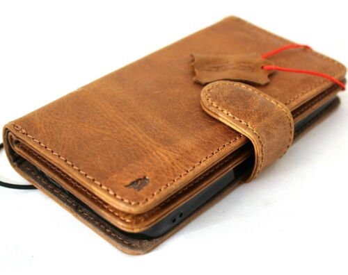 Vintage Leather iPhone Wallet Case: Stamped Emboss, Card Slots