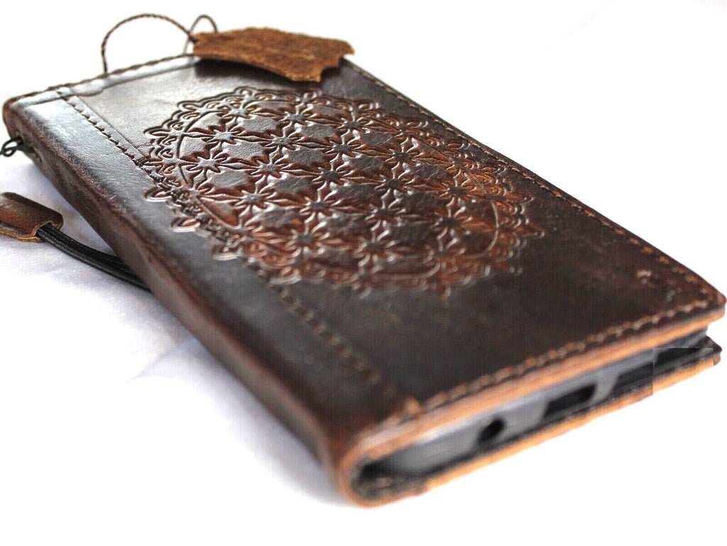 Vintage Style Leather Galaxy Phone Case: Full Grain, Decorated Cover