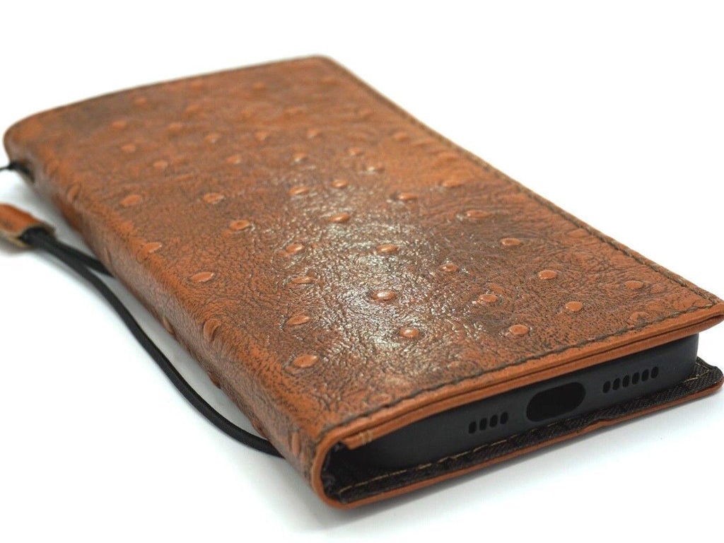 Handmade Genuine Leather Wallet Case: Vintage Tan Cover for Galaxy
