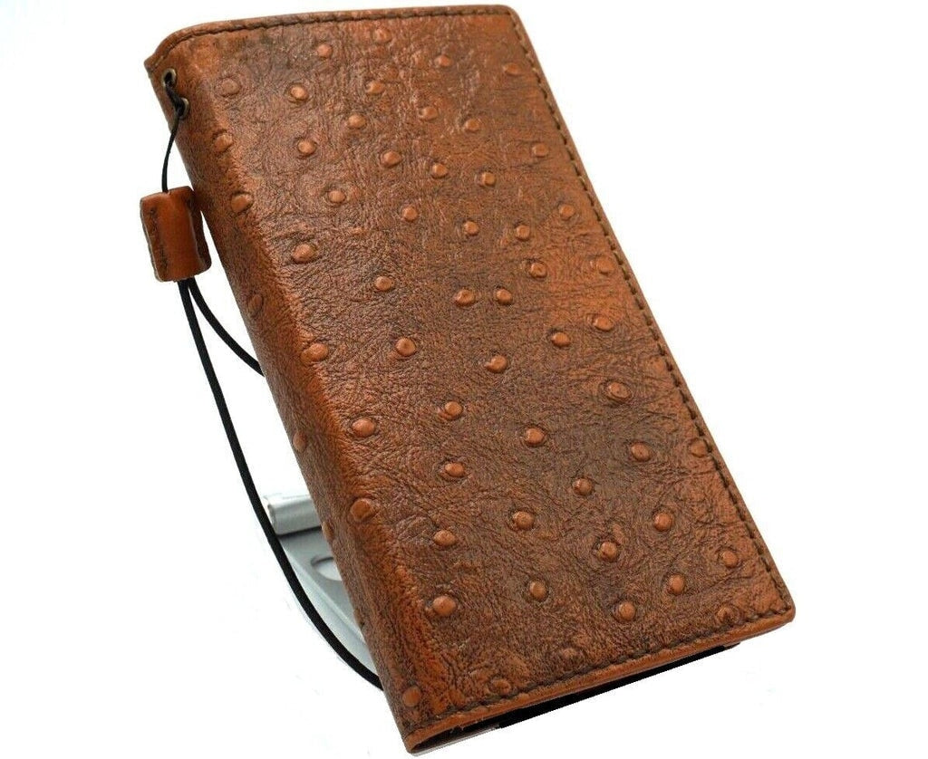 Handmade Genuine Leather Wallet Case: Vintage Tan Cover for Galaxy