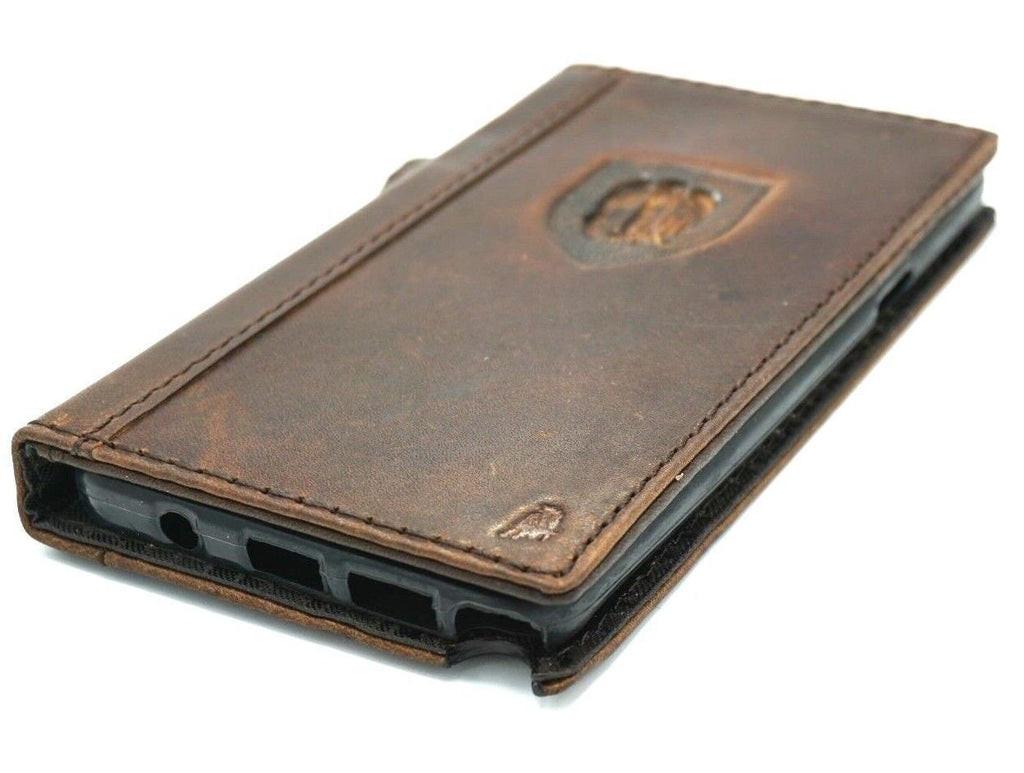 Vintage Leather iPhone Wallet Case: Embossed Tree of Life, Card Slots