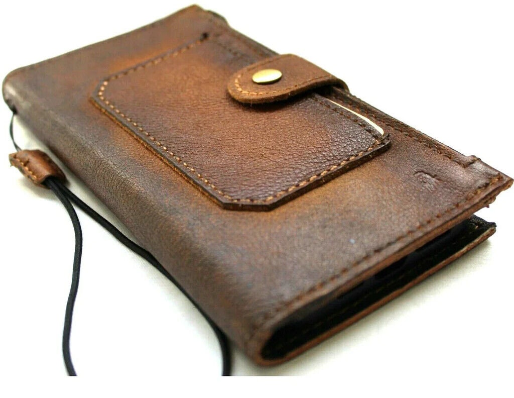 Handmade Leather Wallet Case for Google Pixel: Retro Zip Closure