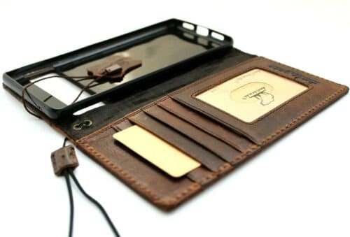 Handmade Genuine Leather Google Pixel Wallet Case: Vintage Crocodile Design