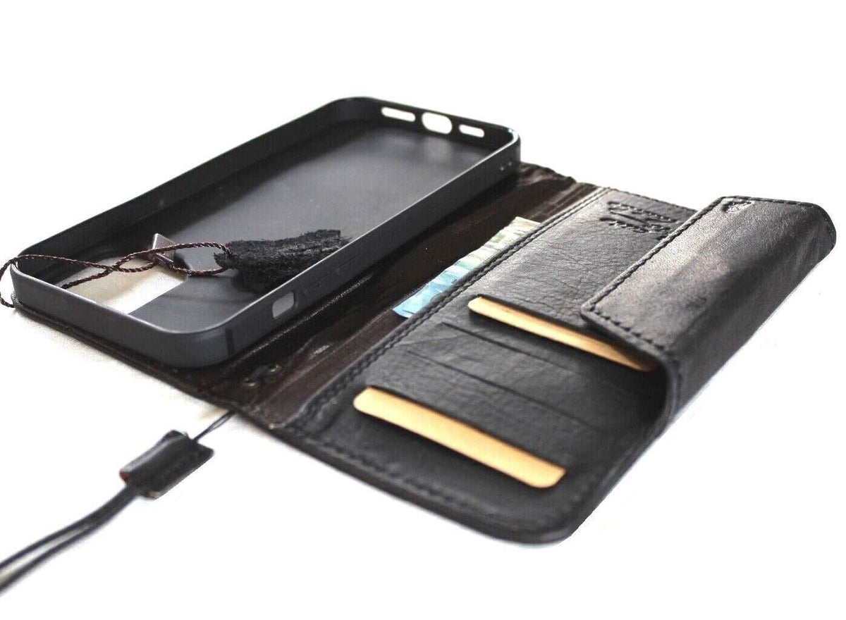 Handmade Leather iPhone Wallet Case: Vintage Eagle Art Design
