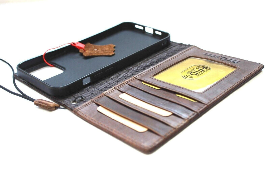 Handmade Vintage Leather iPhone Wallet Case: Art Design