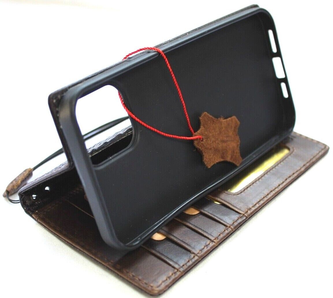 Handmade Vintage Leather iPhone Wallet Case: Art Design