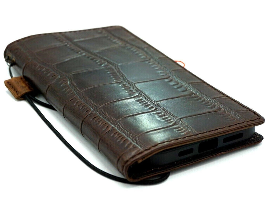 Handmade Leather Wallet Case for Google Pixel: Vintage Book Cover with Card Slots