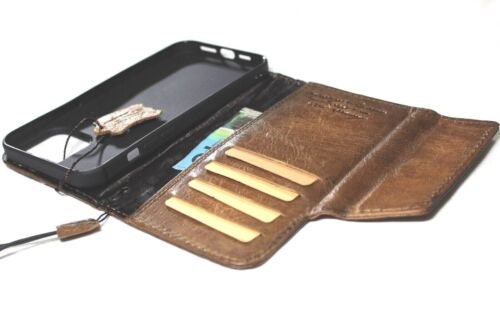 Vintage Leather iPhone Wallet Case: Paw Print Book Cover with ID Window