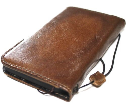 Vintage Leather iPhone Wallet Case: Paw Print Book Cover with ID Window