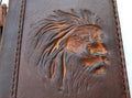 Handmade Leather Google Pixel Wallet Case: Vintage Lion Stamping