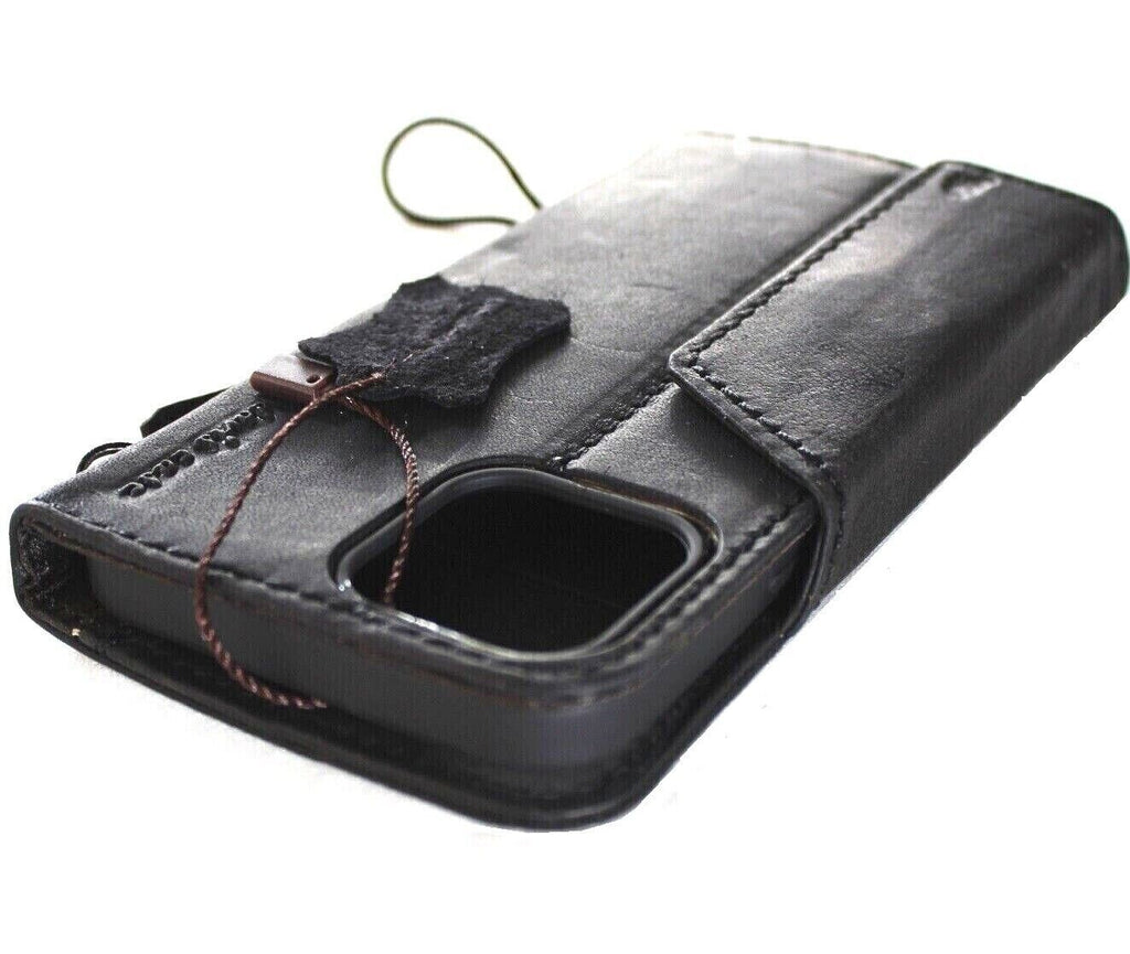 Handmade Leather iPhone Wallet Case: Vintage Eagle Art Design
