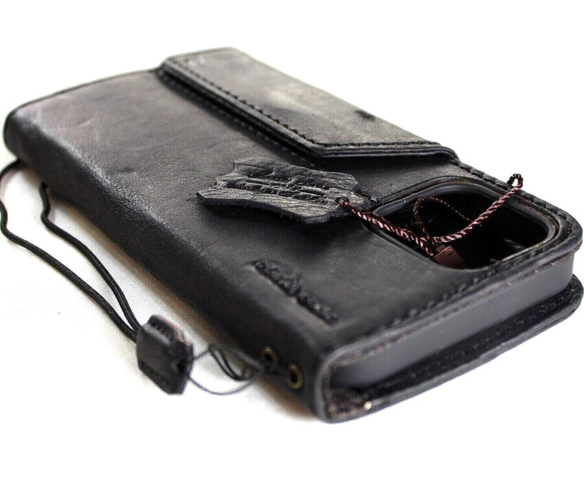 Handmade Leather iPhone Wallet Case: Vintage Eagle Art Design