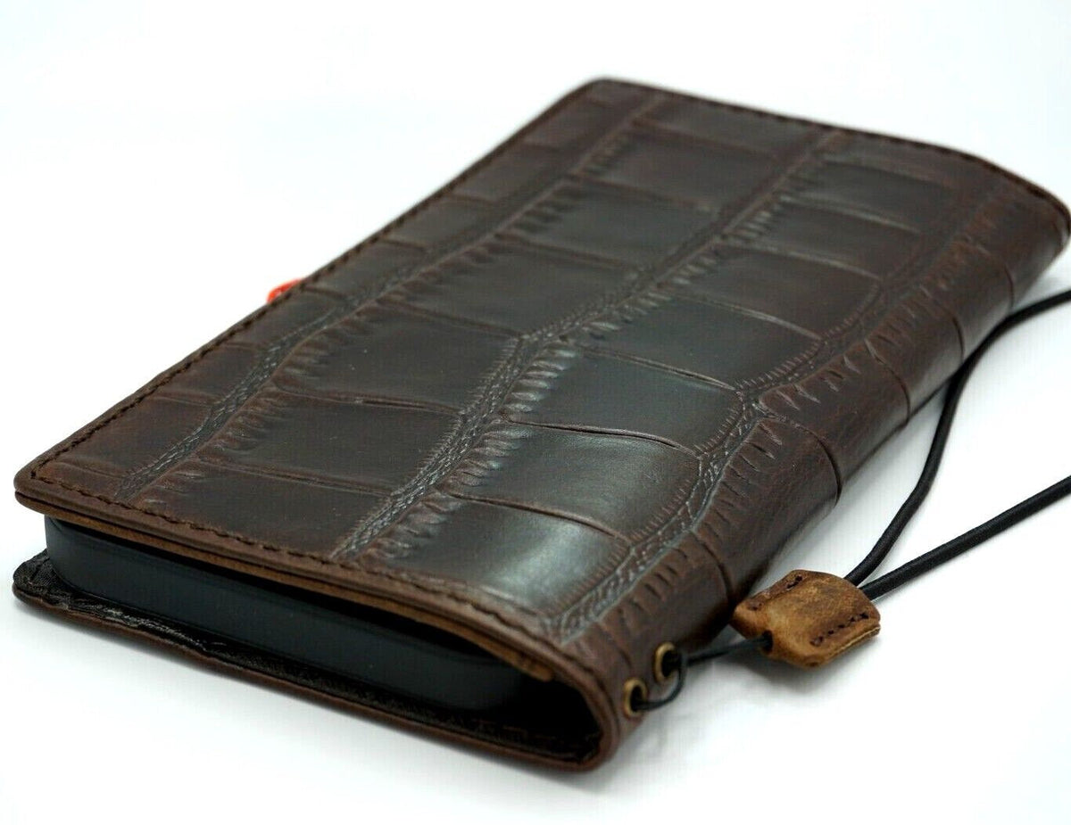 Handmade Leather Wallet Case for Google Pixel: Vintage Book Cover with Card Slots