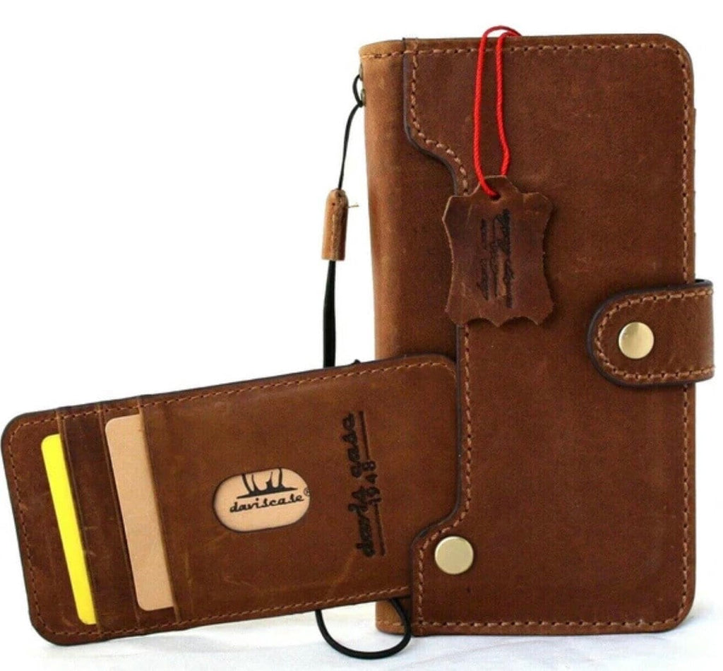 Vintage Leather iPhone Wallet Case: Handmade Book Cover with Card Slots