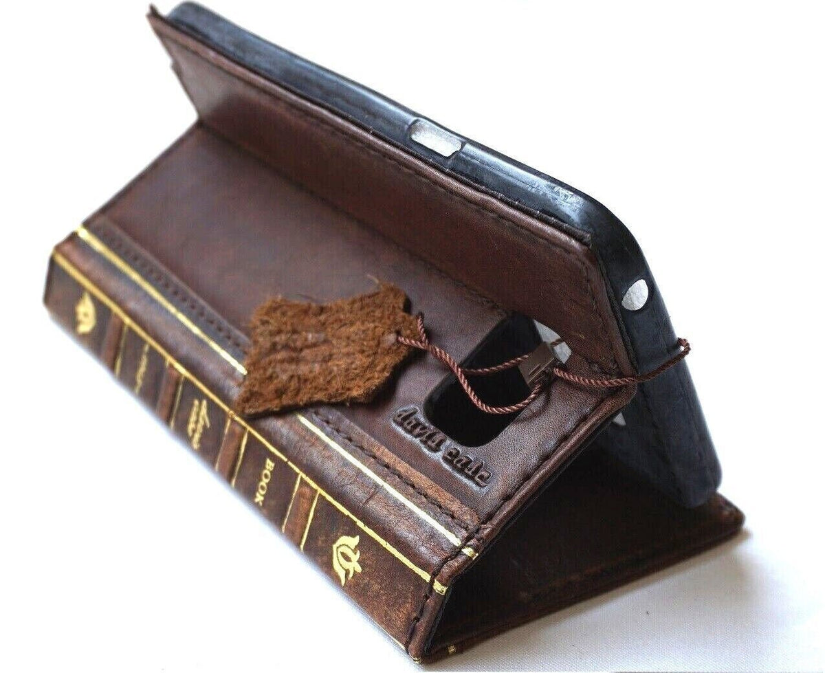 Handmade Leather iPhone Wallet Case: Vintage Cross Art